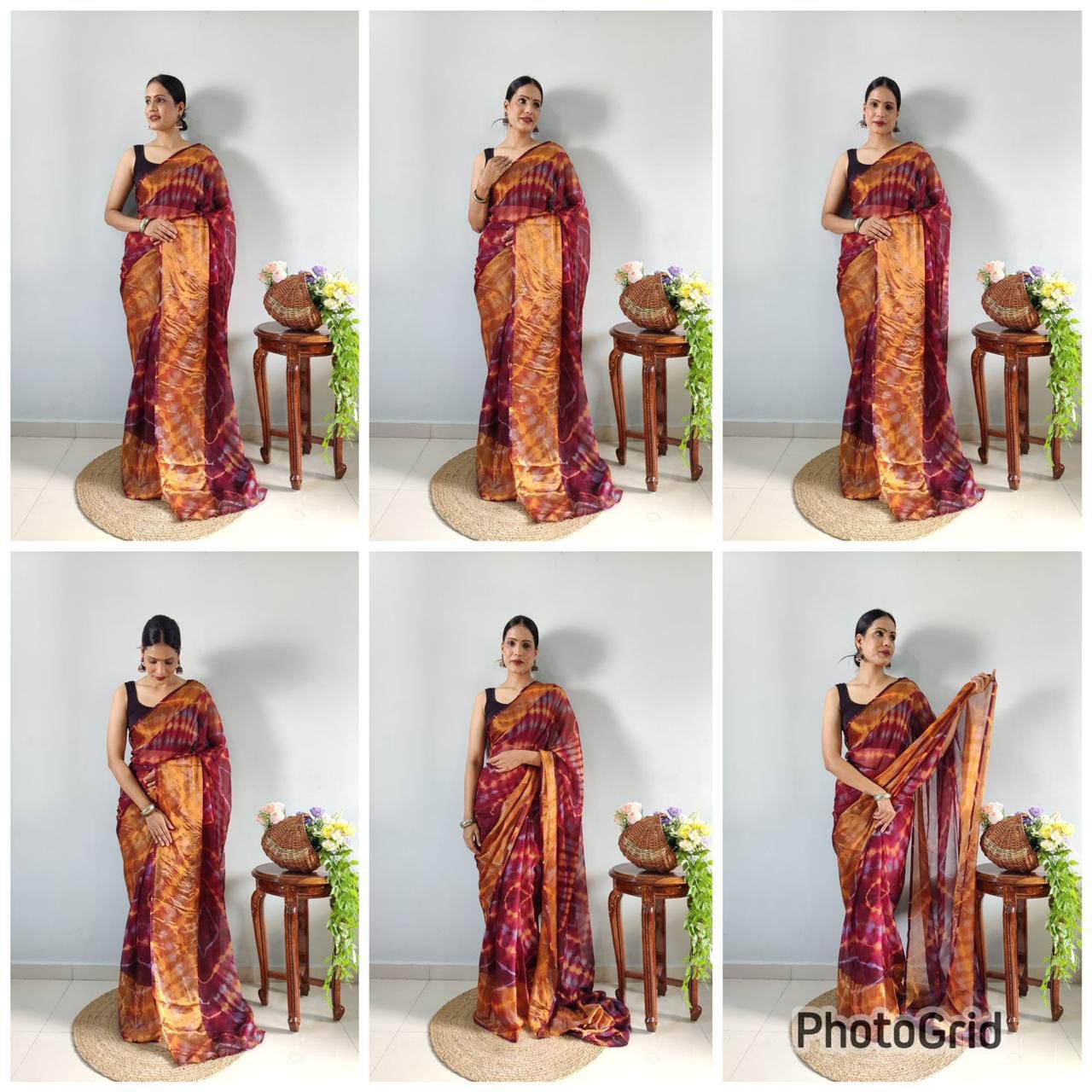 SF 615 Multi Printed Chiffon Designer Readymade Saree Wholesale Shop In Surat